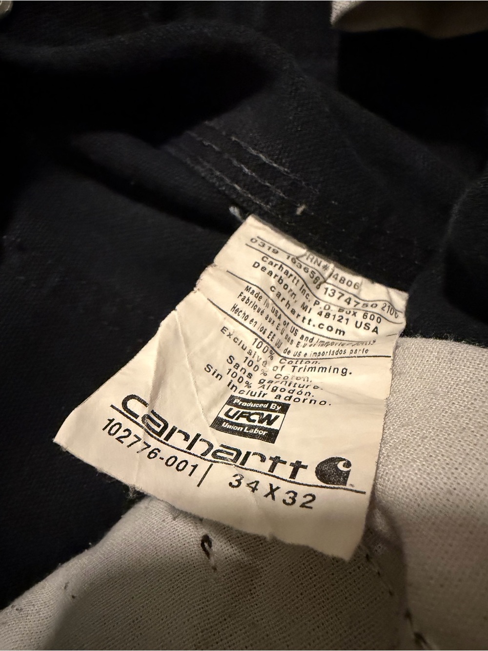 Carhartt Double Knee Unlined Duck Bib Overall Mens 34x32 Black Canvas 102776-001 - Picture 8 of 8
